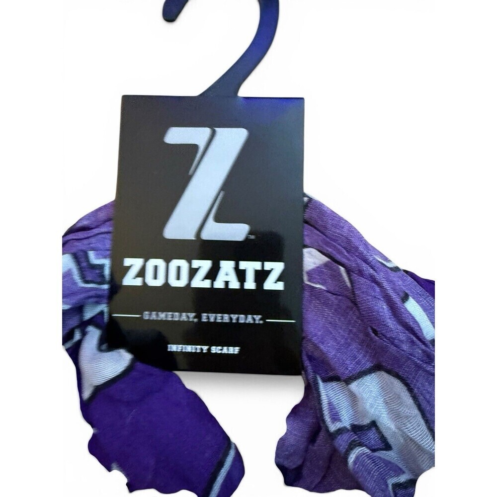 Amherst College Mammoth Infinity Scarf Sheer Zoozatz Purple White Logo NEW - Picture 3 of 7